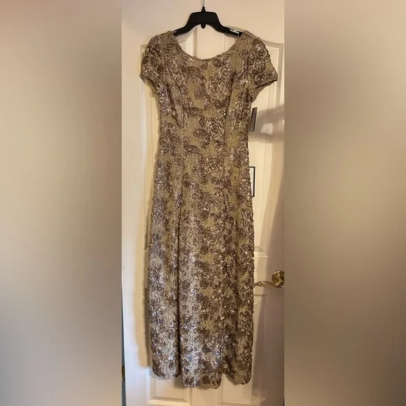 alex evenings rose gold dress Alex Evenings Emily Embroidered Fit and Flare Dress Rose Gold / 14 main image 1
